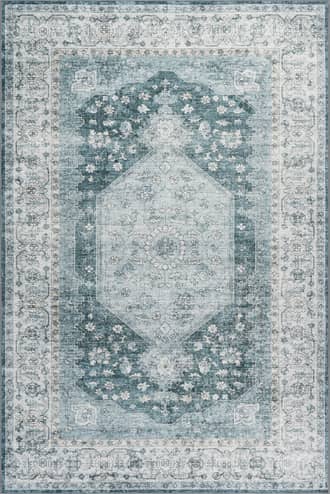 Green 4' x 6' Nyomi Spill Proof Washable Rug swatch