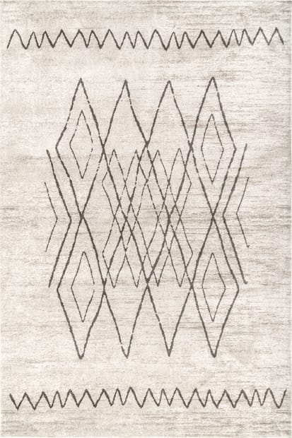 Moon Tears Teagan Washable Zig Zag Beige Rug