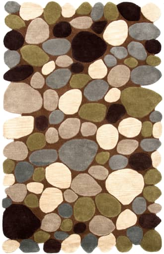 Brown 7' 6" x 9' 6" Contemporary Handmade Wool Pebbles Cobblestone Rug swatch