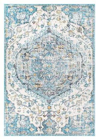 Turquoise 8' x 10' Frilly Corinthian Medallion Rug swatch