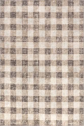 Light Brown 8' x 10' Aubrielle Gingham Plaid Washable Rug swatch