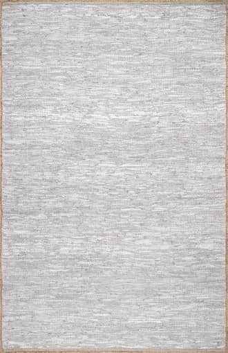 Light Grey 2' x 6' Solid Leather Flatweave Rug swatch
