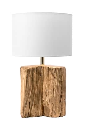 white and wood desk lamp